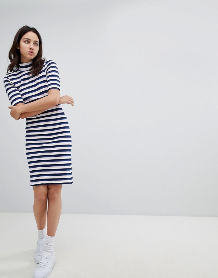 Mads Norgaard Skinny Rib Dress In Organic Cotton - Multi