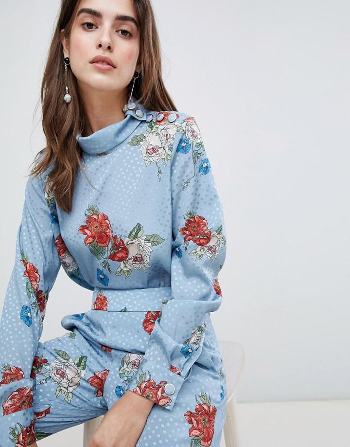 Gestuz Aia Floral Print Blouse - Navy