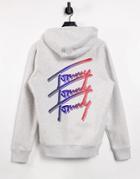 Tommy Jeans Essential Script Back Logo Hoodie In Silver Gray Heather-grey