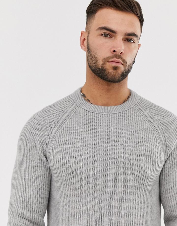 Jack & Jones Originals Crew Neck Knitted Sweater In Gray