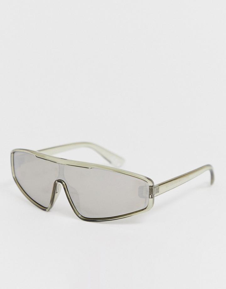 Asos Design Plastic Visor In Gray With Silver Mirror Lens