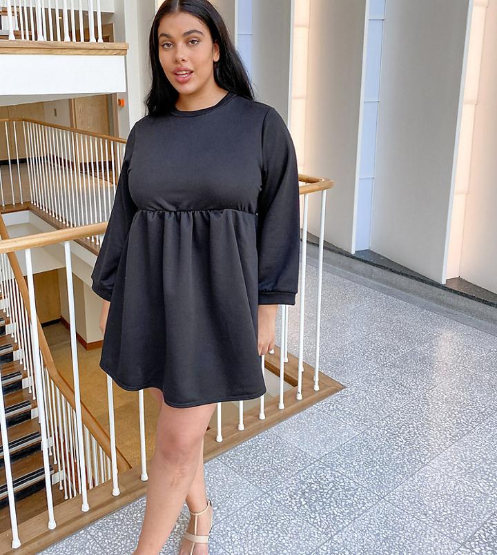 Rokoko Plus Relaxed Sweater Smock Dress-black