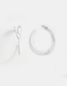 Asos Design Hoop Earrings In Safety Pin Design In Matte White