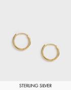 Asos Design Sterling Silver Chunky Hoop Earrings In 14k Gold Plate - Gold