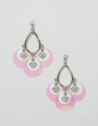 Asos Sequin Flower Drop Earrings - Pink