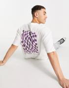 River Island Oversized Checkerboard Back Print T-shirt In White
