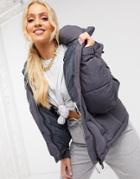 Sixth June Cropped Oversized Puffer Jacket-gray