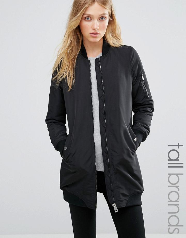 Vero Moda Tall Rib Longline Bomber - Black