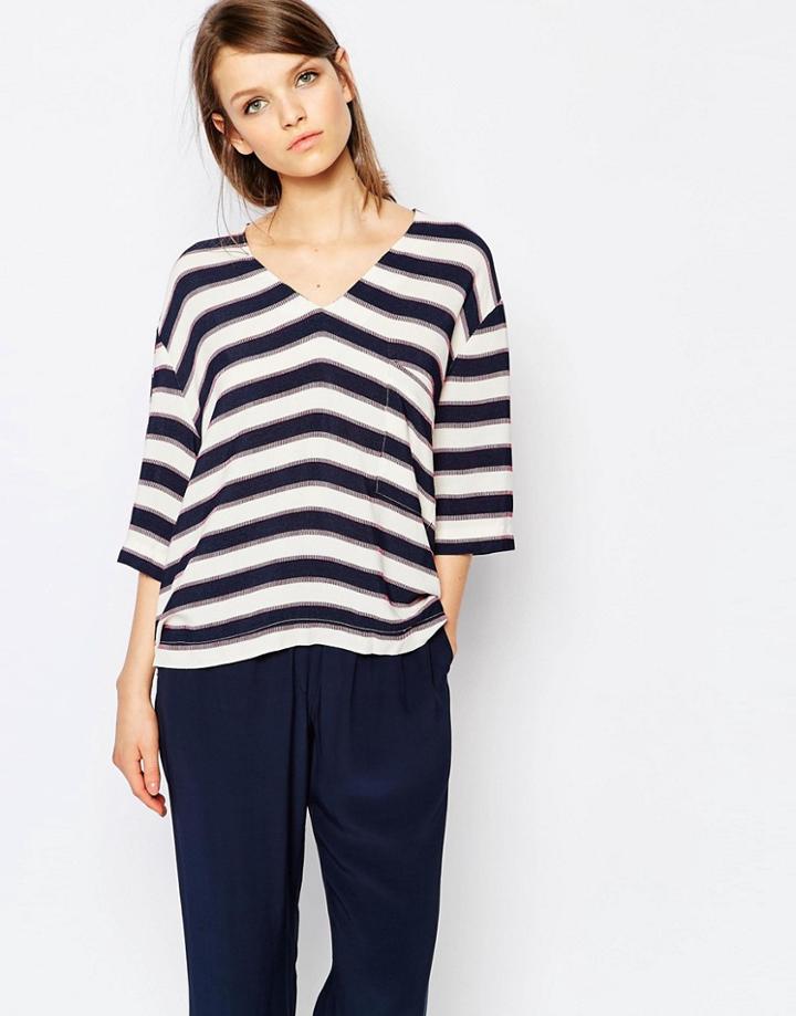 Samsoe & Samsoe Linne Woven Top In Stripe - Multi
