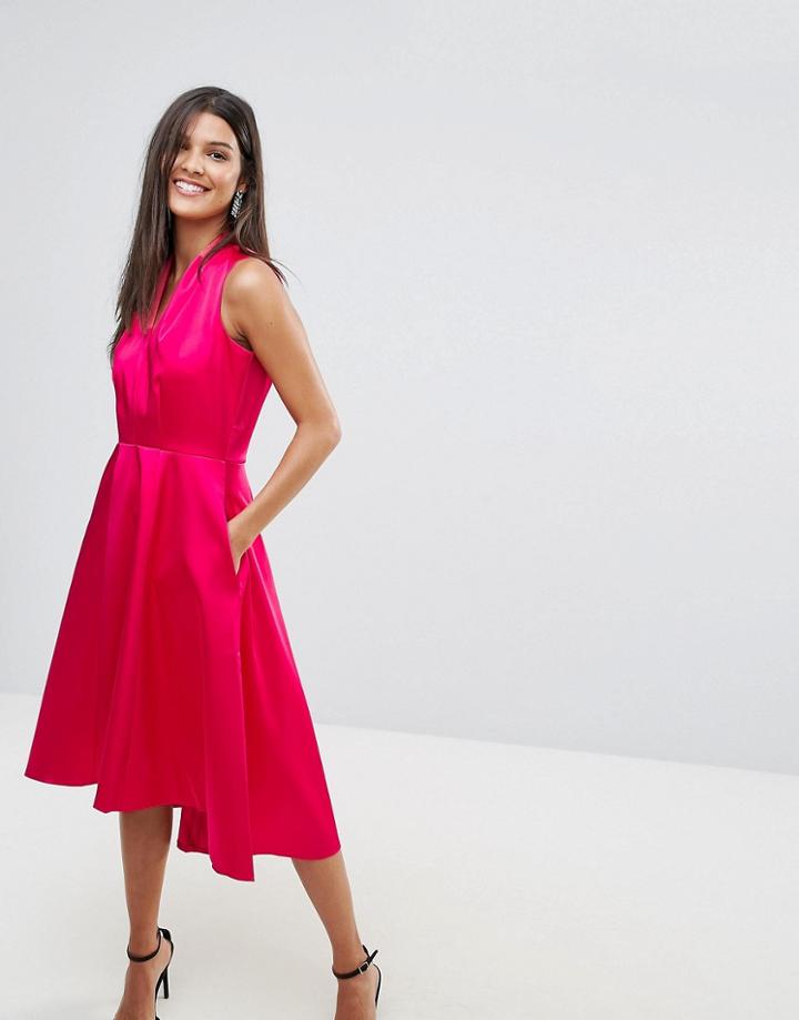 Closet Satin Hi-low Skater Dress - Pink