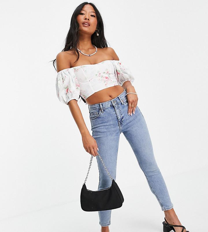 Topshop Petite Bleach Jamie Jeans-blues