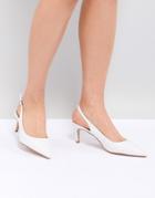 New Look Slingback Croc Effect Court - White