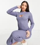 Missgudied Tall Ribbed Midaxi Dress In Blue-blues
