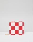 Asos Design Checkerboard Zip Around Purse - Red