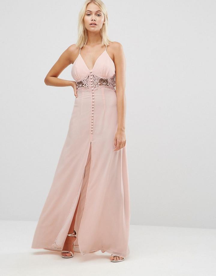 Jarlo Simone Cami Maxi Dress With Crochet Insert - Pink
