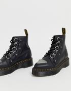 Dr Martens Farylle Ribbon Lace Chunky Leather Boots In Black - Black