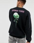 Bolongaro Trevor Neon Skull Back Print Sweatshirt - Black