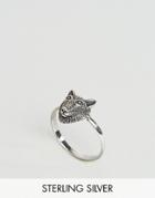 Asos Sterling Silver Wolf Ring - Silver