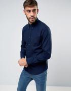 Wrangler Slim Fit Dark Natural Indigo Pattern Button Down Shirt - Navy
