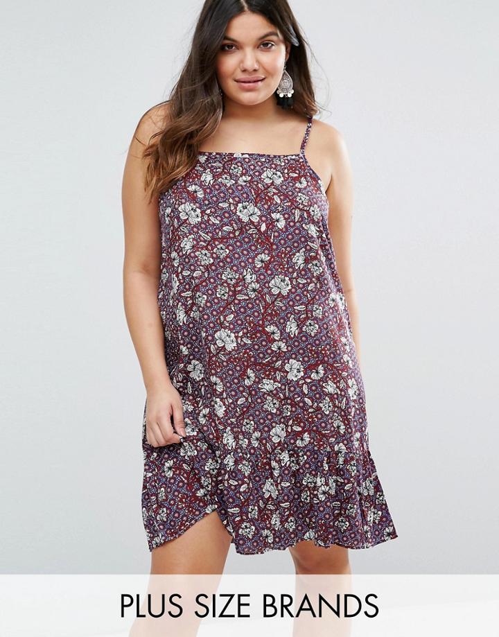 Diya Plus Drop Hem Dress In Floral Print - Multi