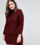 Brave Soul Plus Turtleneck Sweater Dress - Red