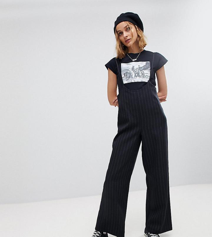 Reclaimed Vintage Inspired Stripe Pants With Suspenders - Black