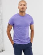 Asos Design T-shirt With Crew Neck And Roll Sleeve In Purple - Purple