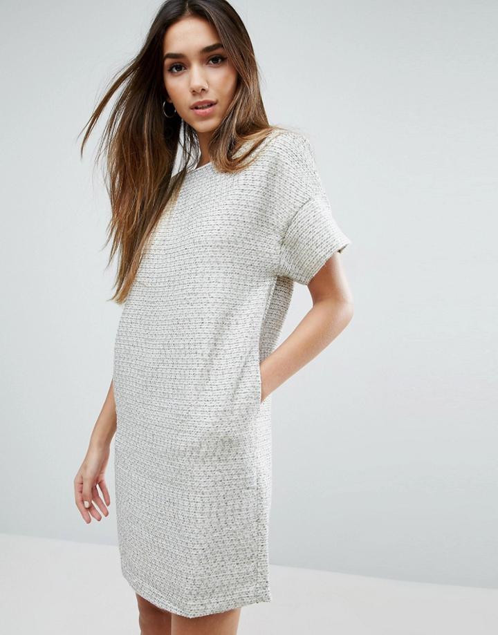 Traffic People Textured Shift Dress - Gray