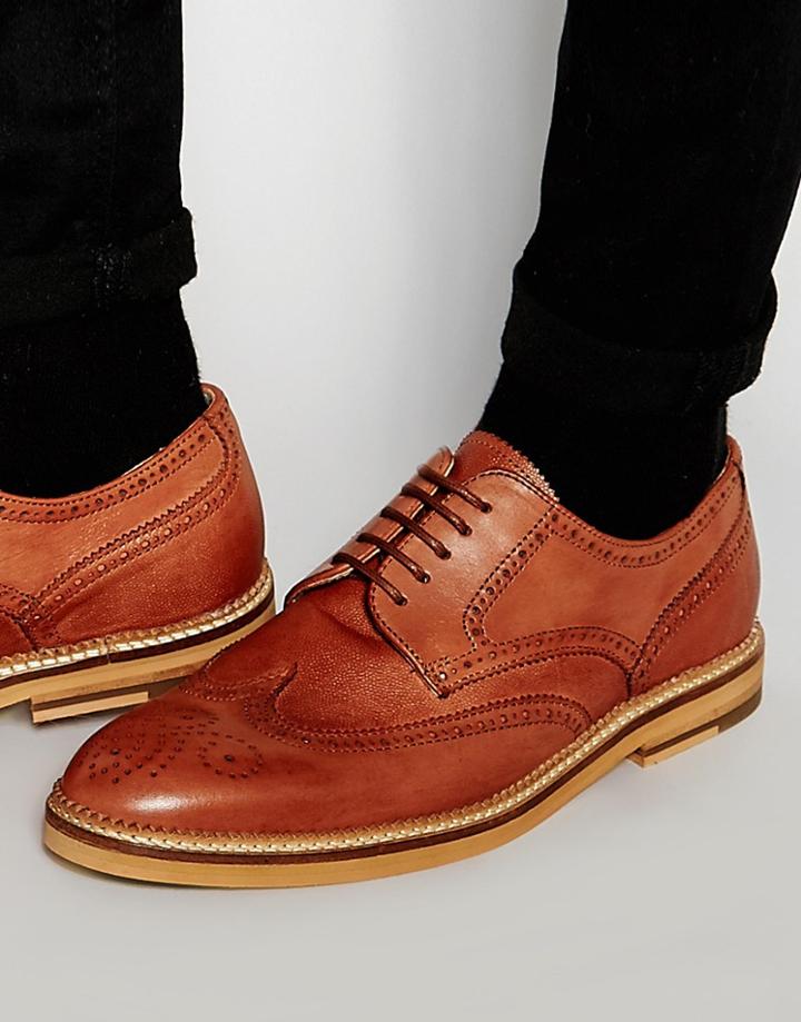 Kurt Geiger Mansel Derby Brogue Shoes - Brown