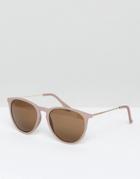 New Look Round Sunglasses In Nude - Brown