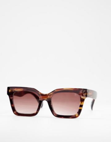 Asos Design Square Bevel Sunglasses In Tort - Multi