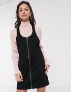 Jdy Denim Pini Dress With Zip Detail In Black