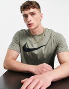 Nike Icon Swoosh T-shirt In Dusty Khaki-green