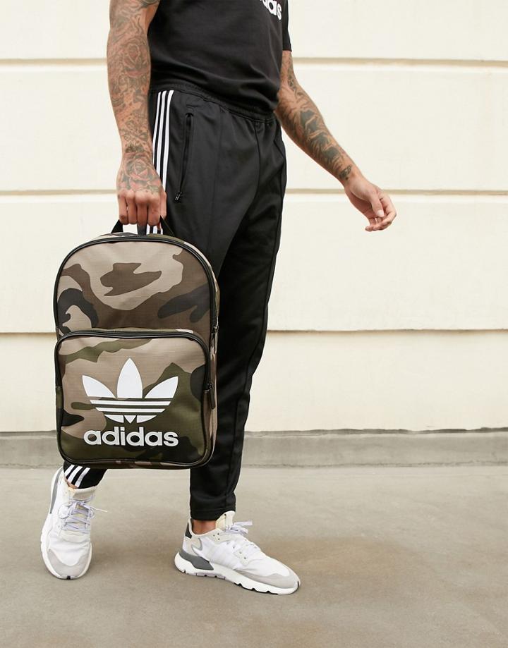 Adidas Originals Camo Print Trefoil Backpack-green