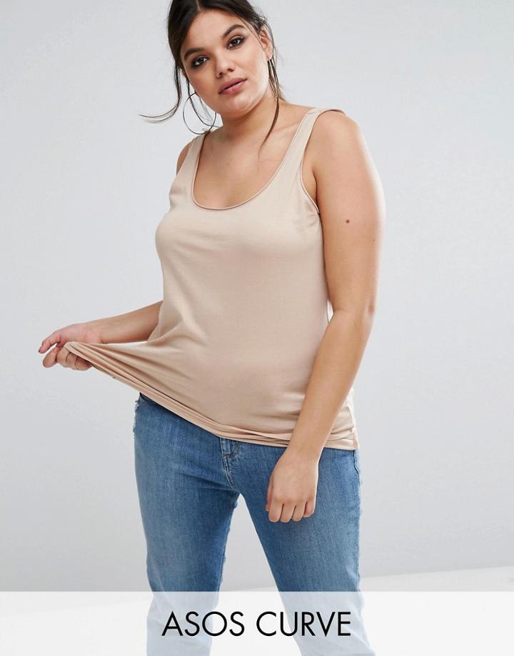 Asos Curve Ultimate Tank In Longline - Pink
