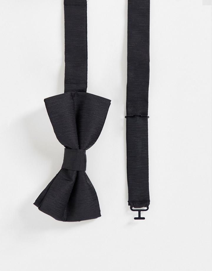 French Connection Plain Woven Bow Tie-black