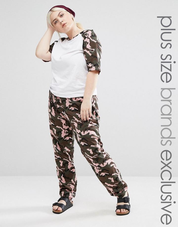 One Day Plus Slim Leg Jogger In Camo Print - Multi