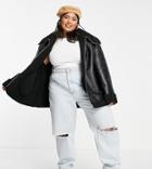 Asos Design Curve Sherpa Aviator In Black