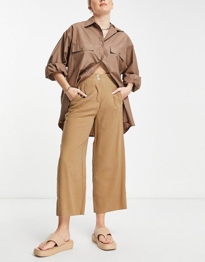 Vero Moda Wide Leg Pants In Camel-brown