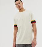 Asos Design Tall Relaxed T-shirt With Contrast Sleeve Tipping In Beige - Beige