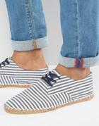 Asos Derby Espadrilles In Striped Blue And White Canvas - Blue