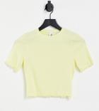 Collusion Lettuce Edge Rib Cotton T-shirt-yellow