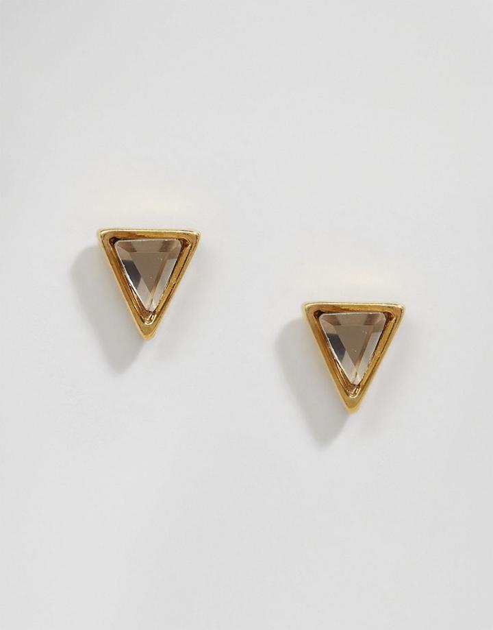 Orelia Pryamid Crystal Stud Earrings - Gold