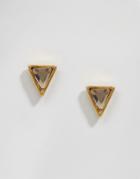 Orelia Pryamid Crystal Stud Earrings - Gold
