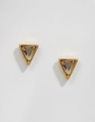 Orelia Pryamid Crystal Stud Earrings - Gold