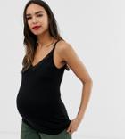 Asos Design Maternity Nursing Cami With Lace Trim In Black