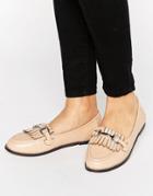 London Rebel Nude Fringe Loafer - Beige