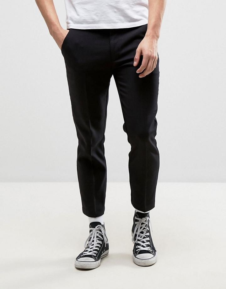 Farah Slim Cropped Hopsack Pant In Black - Black