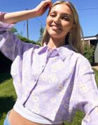 Asos Design Soft Suit Shirt In Summer Daisy Print-multi