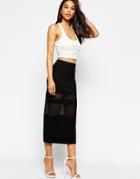 Asos Pencil Skirt With Sheer Inserts - Black